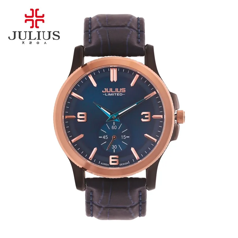 Юлий Логотип классические деловые часы для мужчин элегантный ограниченный выпуск дизайнер Whatch Топ бренд Эксклюзивные Мужские часы кожа JAL-038