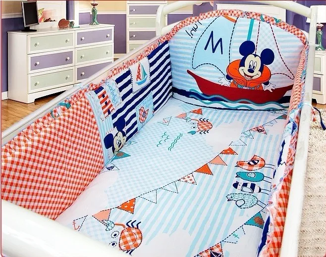 New Spring 4pc Mickey Mouse Crib Bedding Sets Cover And Filler