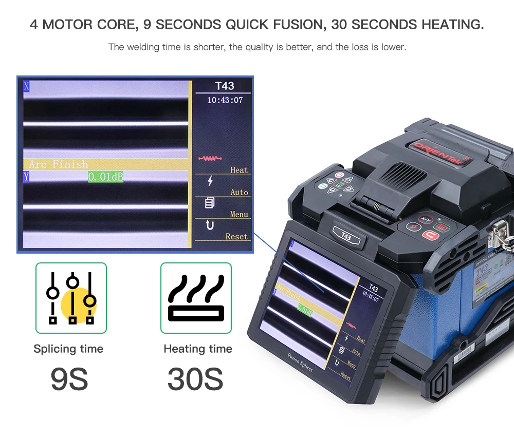 

New Fusion Splicer Orientek T43 Fiber Optic Splicing Machine