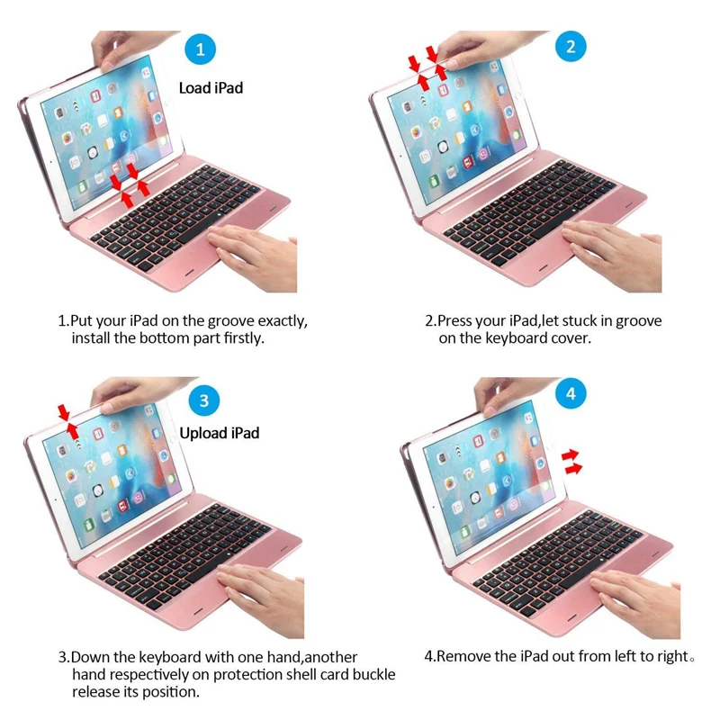 Верхняя откидная крышка для Apple iPad 9,7, тонкий чехол с Bluetooth клавиатурой для /, IPad 9,7/iPad Air/IPad Air2/iPad Pro 9,7