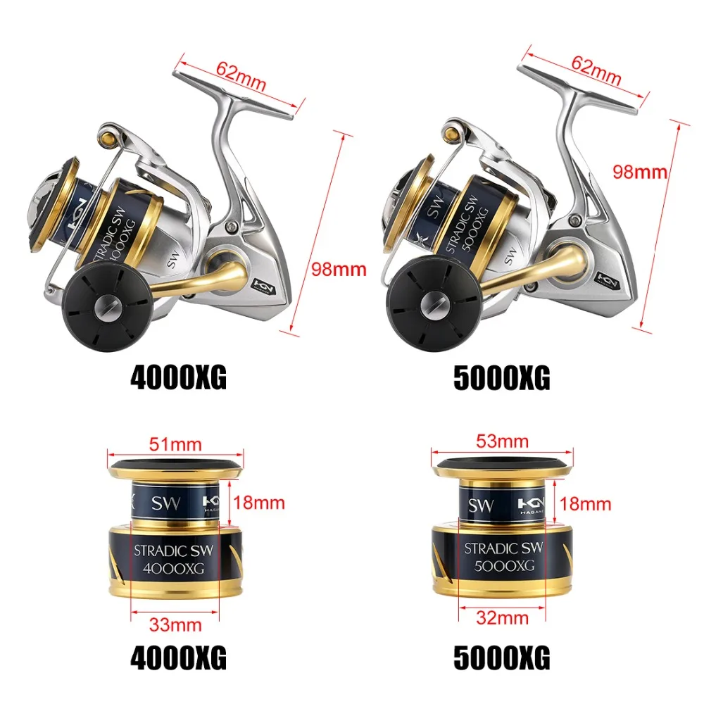 Новинка Shimano Stradic SW 4000XG 4000HG 5000XG 5000PG спиннинговая катушка 6,2: 1 Катушка для соленой воды 6+ 1BB 11 кг X-SHIP HAGANE Рыболовная катушка