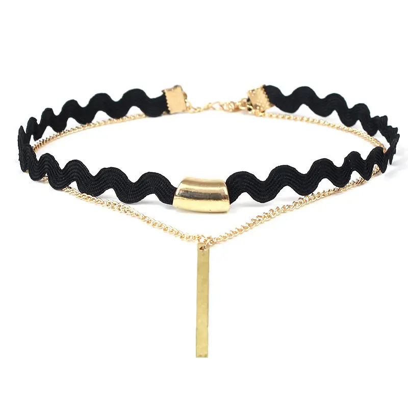 

New Pendant Choker Necklace Black Velvet Belt Strip Tassel Chains Women Jewelry Vintage Bar Chocker Necklaces Collar Jewelry