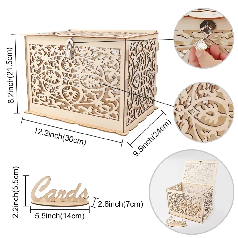 6-OurWarm-DIY-Wedding-Gift-Card-Box-Wooden-Money-Box-with-Lock-Beautiful-Wedding-Decoration-Supplies-for