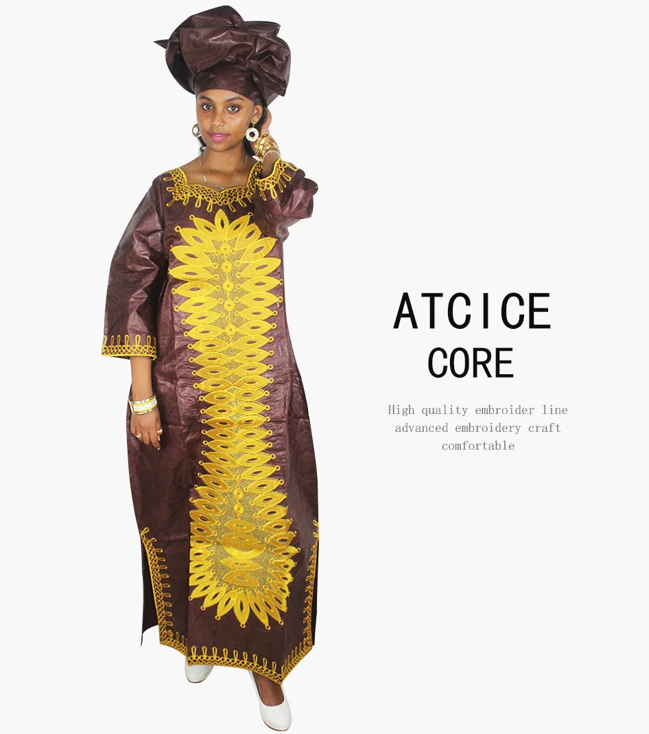 Африканские платья для женщин, модный дизайн,, хлопок, Африканский бассейн riche, вышитый дизайн, длинное платье