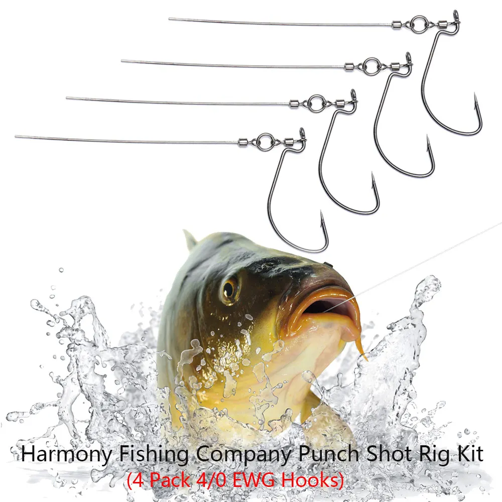 

4Pcs Portable Fishing Hook Harmony Fishing Company Punch Shot Rig Kit With 4 Pack 4/0 EWG Hooks Tokyo Rig Swivels Fishing Tackle