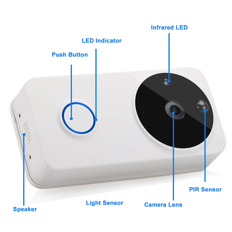 DAYTECH Wireless Smart Video Doorbell Video Intercom Camera Doorbell 720P Door Bell Battery Operation Free APP Control VD02WH
