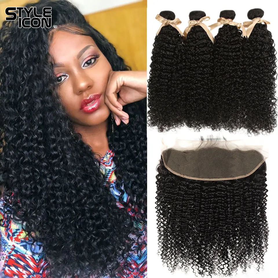 Styleicon Brazilian Hair Weave Bundles With Frontal Natural Color