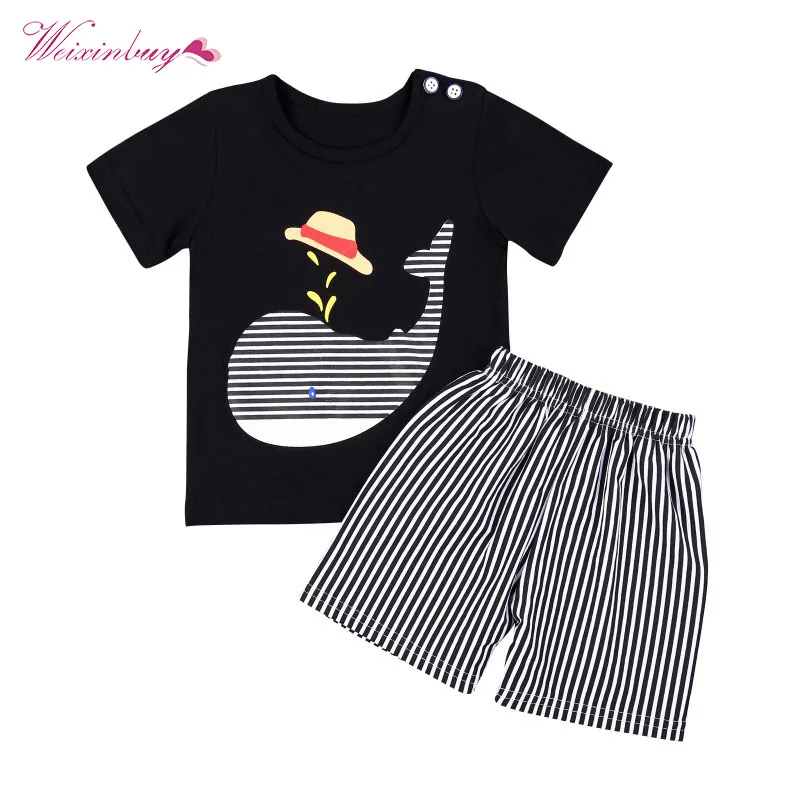 

WEIXINBUY Boys Clothes 2018 Toddler Cotton Boys Clothing Summer Boys Clothes Cartoon Kids Boy Clothing Set T-shirt+Pants
