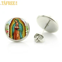 Tafree, Модный женский серьги-гвоздики, наша леди из Гваделупа, ювелирные изделия, Девы Марии, кристианы, Иисуса, буддийские серьги с Буддой D1010