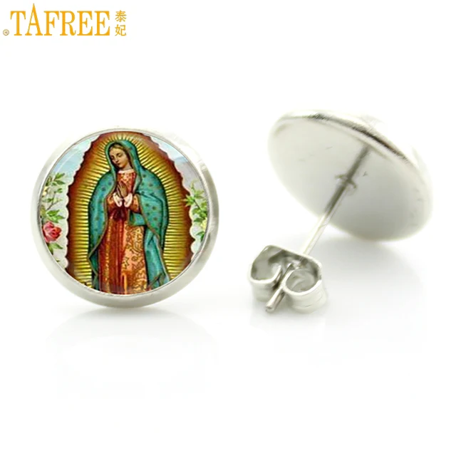 Tafree Trendy Women Stud Earrings Our Lady Of Guadalupe Jewelry Tafree Trendy Women Stud Earrings Our Lady Of Guadalupe Jewelry Virgin Mary Buddhist Buddha