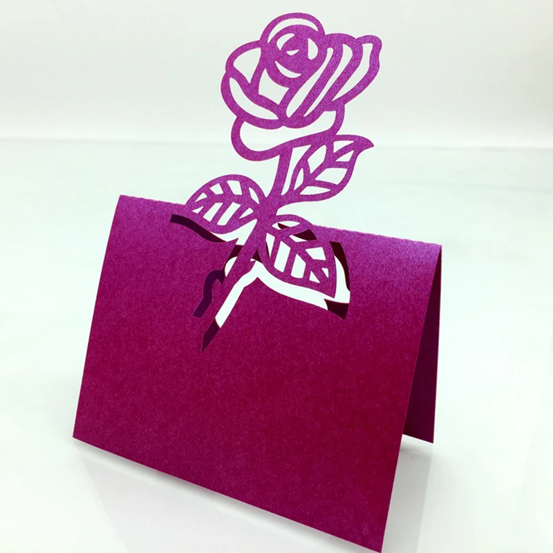Rose Design Paper Place Name Table Card 33 Color Laser Cut Baby