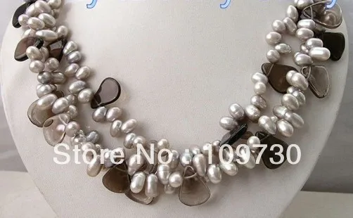 

Jewelry 0012521 LIGHT GRAY Pearl Smoky Quartz Necklace Cameo
