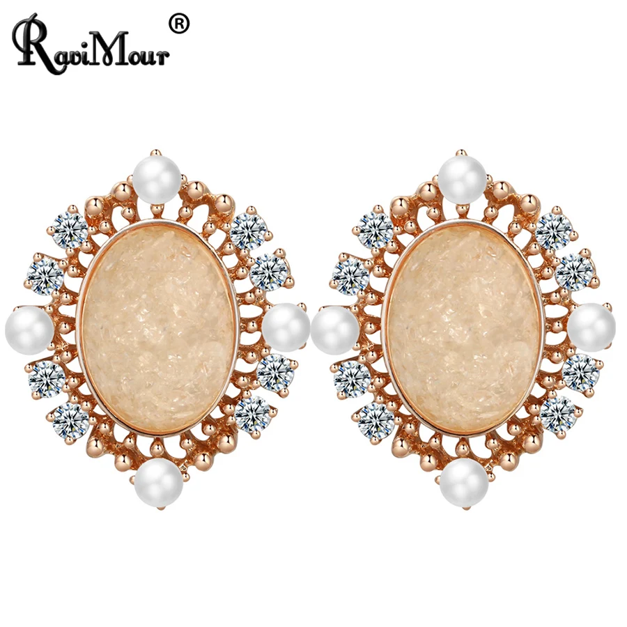 

RAVIMOUR Earrings for Women Simulated Pearl Boucle D'oreille Femme Bijoux Fashion Stud Earring Jewelry Brincos Pendientes 2017