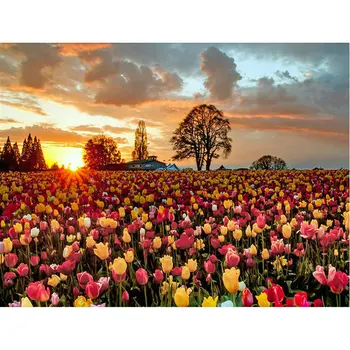 

5D DIY Diamond embroidery Christmas Tulip scenery diamond painting Stitch full square drill Rhinestone mosaic puzzle home decor