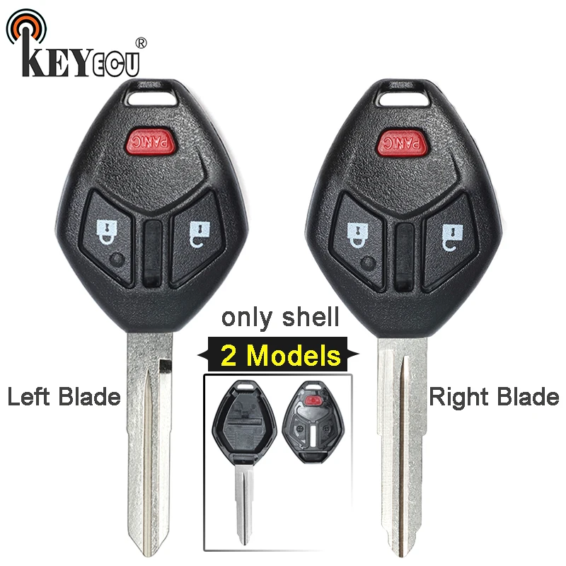 

KEYECU for Mitsubishi Endeavor Outlander Lancer Replacement 2+1 3 Button Remote Key Shell Case Blank Fob with Uncut Blade