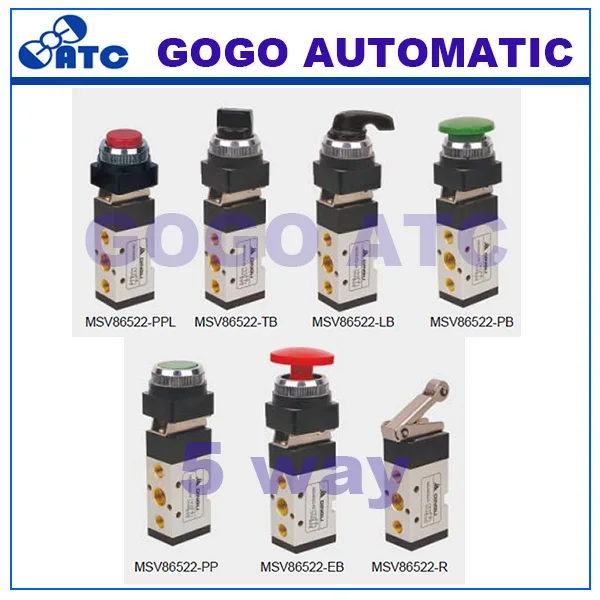 2 position 5 way air hand operated control valves 1/4 inch exhaust