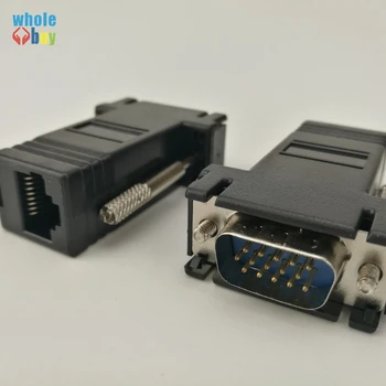 

500pcs/lot wholesale VGA to RJ45 connector New VGA Extender Female To Lan Cat5 Cat5e RJ45 Ethernet Female Adapter