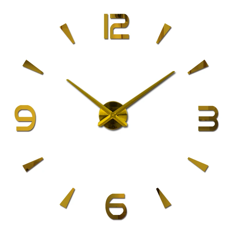 Diy акриловые зеркальные настенные часы большие кварцевые часы натюрморт Современные часы гостиной украшение дома 3d наклейки - Цвет: Gold