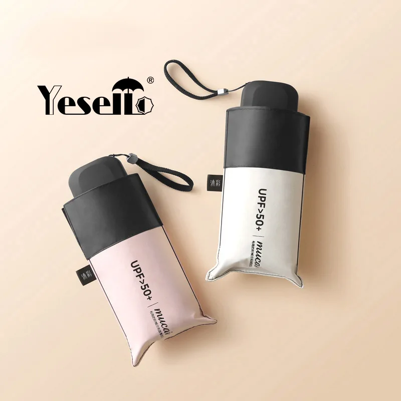 

Yesello Portable Women Umbrella Mini Pocket Umbrellas Prevent UV Rainproof Folding Ladies Small Five Fold Sun Umbrella Sale