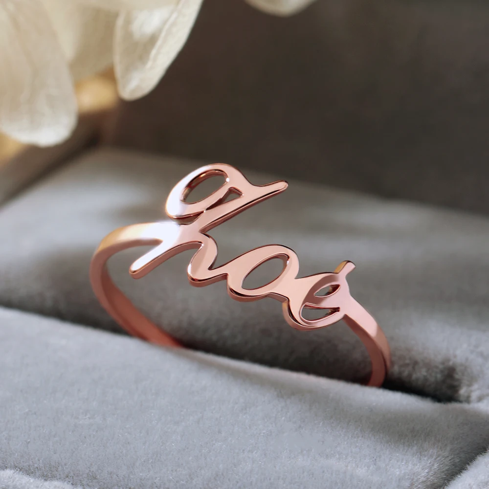 Пользовательское кольцо с надписью Anillos Mujer, персонализированные кольца из нержавеющей стали для женщин, розовое золото, серебро, кольцо BFF, ювелирные изделия, монограмма, Анель