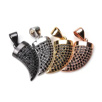 

1pc 11*6mm Ox horn charms pendant Micro Pave charm Cubic Zirconia charms rose gold silver Color jewelry accessories