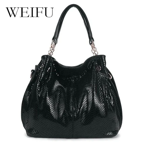 WEIFU brand women handbags Leather shoulder bag Ms snakeskin grain slanting across packages 