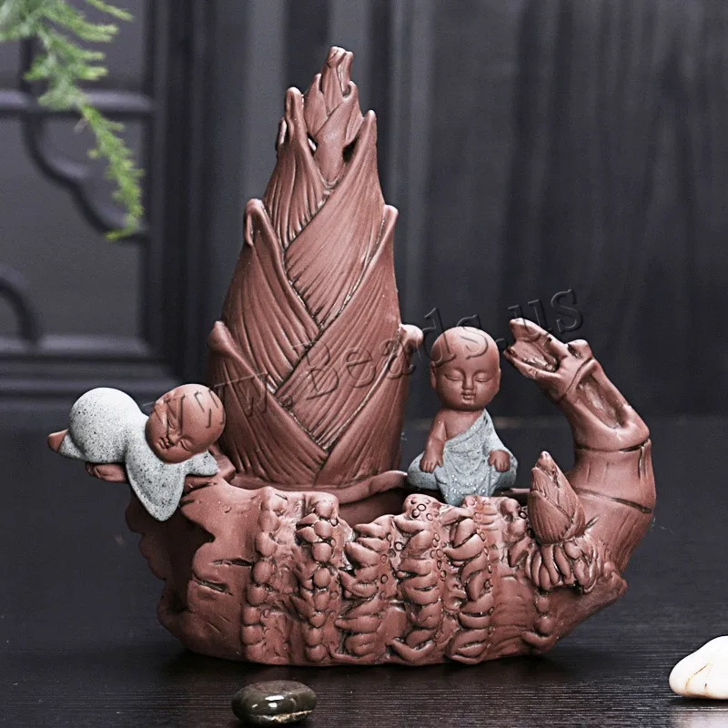 Backflow Incense Burner Home Decor Porcelain Incense Holder Little Monk Ceramic Waterfall Incense Censer Use In Home Teahouse