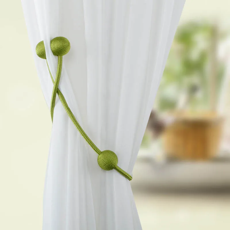 

2 pcs Magnetic Pearl Ball Curtain Tiebacks with 3 Balls Tie Backs Holdbacks Buckle Clips Accessory Curtain Rod Home Decor