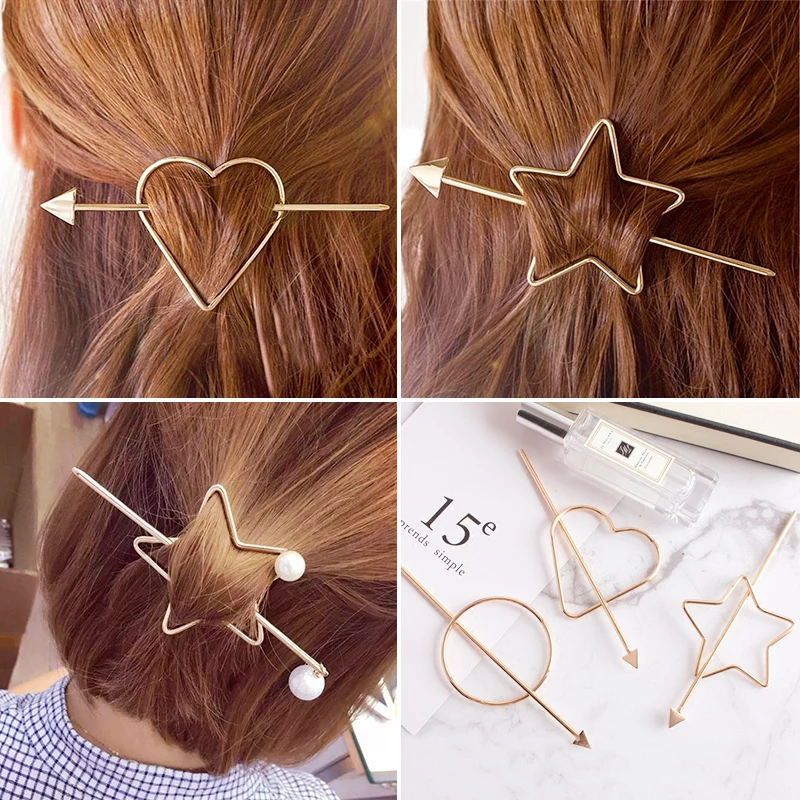 

2018 Fashion Korean Wedding Daily Star Heart Imitation Pearl Hair Stick Clip Pin Ornaments Jewelry Accessories For Girl Women