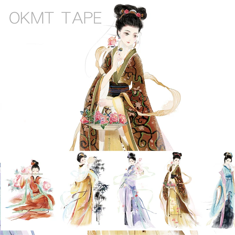 Васи лента Китайская классическая красота девушки Японский декоративный клей DIY маскирующая бумага лента Этикетка наклейки дневник