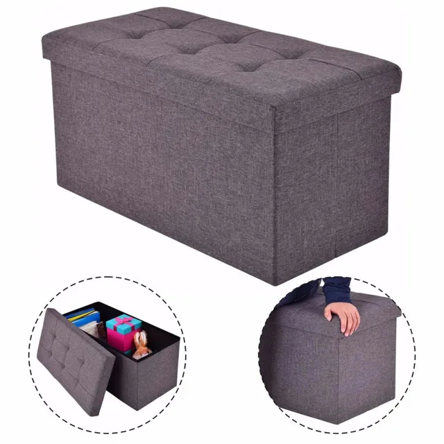 Goplus 76x38x38cm Storage Ottoman Modern Folding Rect Stool Box Goplus 76x38x38cm Storage Ottoman Modern Folding Rect Stool Box Footrest Living Room Furniture Pouffe Bench
