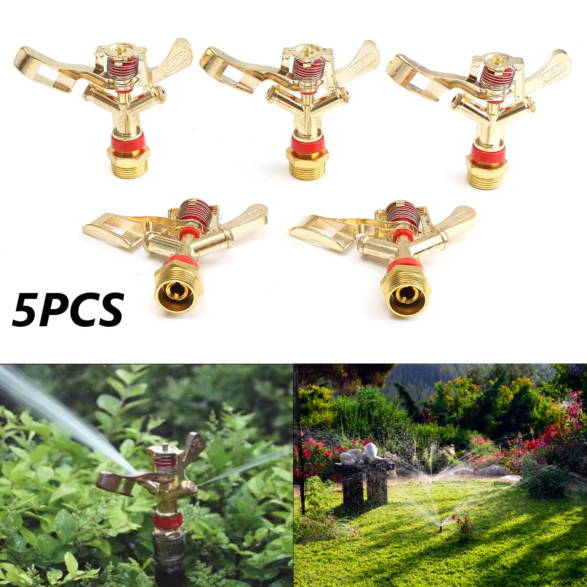 

5Pcs 3/4 Inch Garden 360 Rotary Water Irrigation Sprinkler Metal Rotate Irrigation Lawn Yard Grass Head Home Gardern Tools