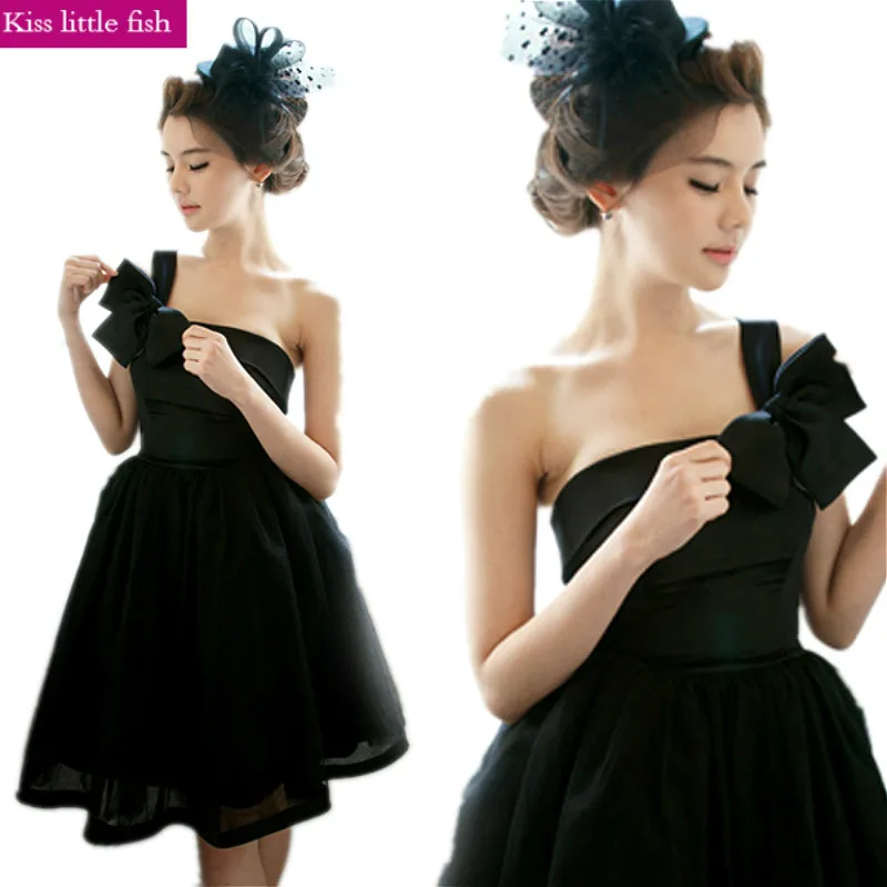 

1120 Free shipping New arrive elegant Black short cocktail dresses for party prom dresses Bridesmaid dress