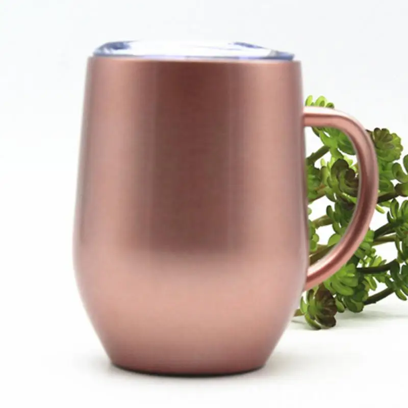 

350ml With Lid Handy Stainless Steel Double Wall Sealed Cup Leak Proof Curved Handle Travel Coffee Cup