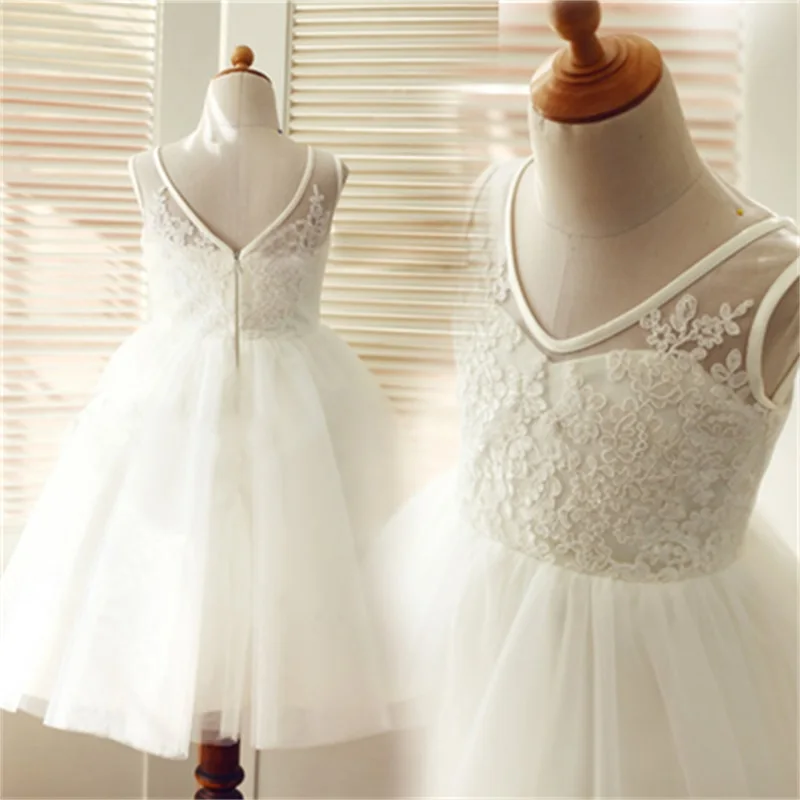 v neck flower girl dress