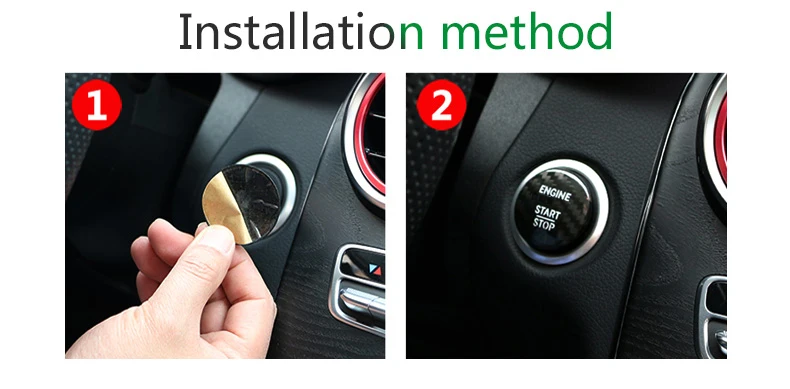 Airspeed Real Carbon Fiber Engine Start Button Cover Stickers Decor for Mercedes Benz C GLC W205 X253 C63 red black Car-styling  (8)