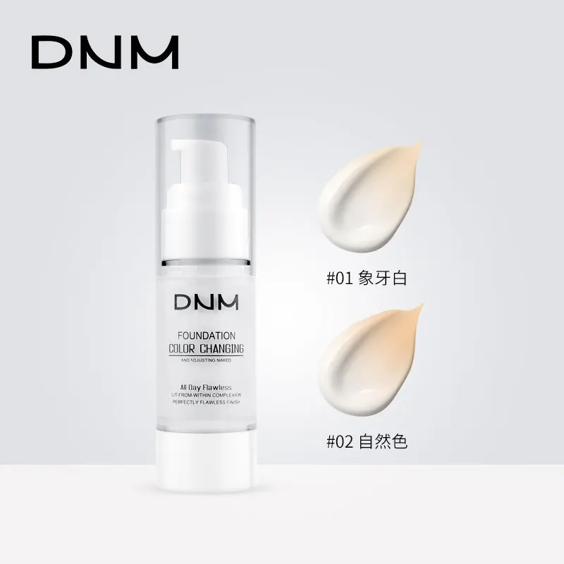 

DNM portable temperature changing foundation liquid natural color ivory white bright Concealer fit skin color not easy to fade