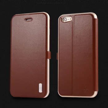

Original iMatch 360 Full Protection Case For iPhone 6 6s Plus Luxury Aluminum Metal & Genuine Leather Magnetic Flip Case Cover