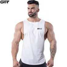 GITF тренажерный зал для мужчин фитнес без рукавов майка для занятий бодибилдингом спортивный бюстгальтер тренировочный топ Спортивная футболка мужская спортивная одежда