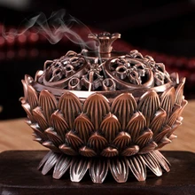 Форма лотоса цинковый-медный сплав курильница Латунь Мини сандаловое дерево курильница креативный домашний офис декор держатель для благовоний