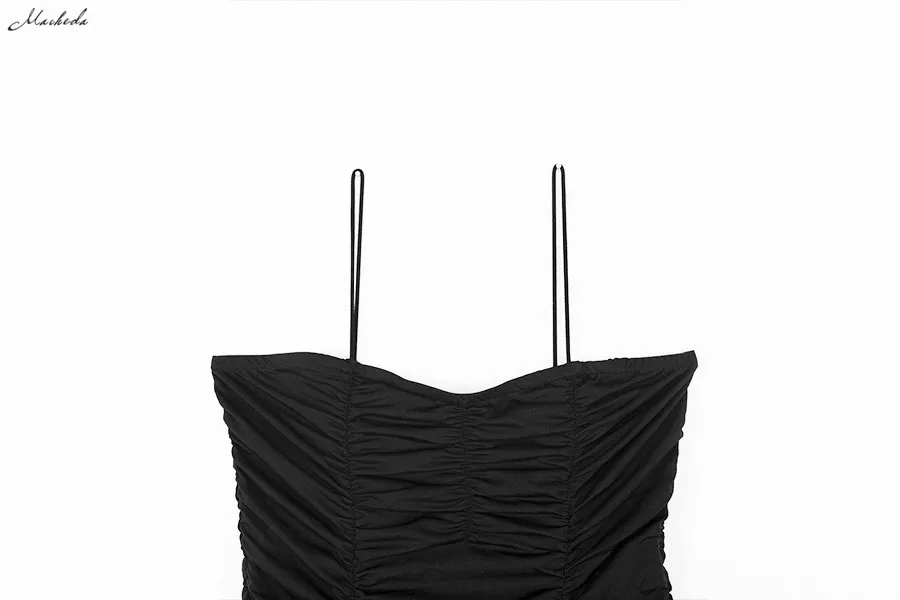 macheda Новое женское летнее сексуальное облегающее бандажное черное мини платье на тонких бретелях