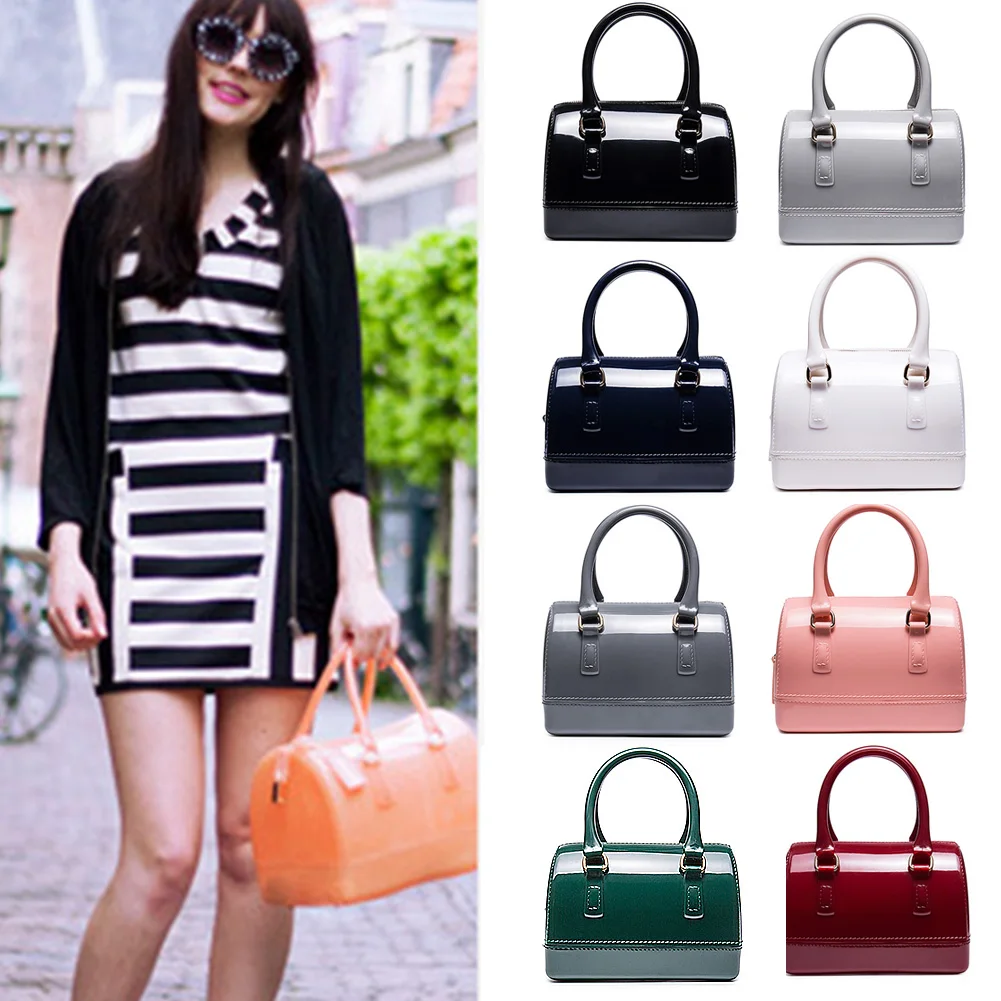 

SFG HOUSE Fashion PVC Mini Women Jelly handbag Pillow Shoulder Bag 8 Candy Color Silicon Tote Summer Beach messenger Bag