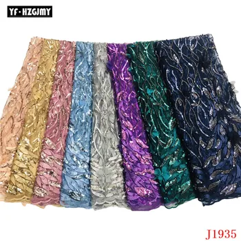 

YF HZGJMY 3D Lace Fabric 2019 French Nigerian Laces Fabric High Quality African Sequins Lace Fabric For Wedding Dress A1935-1