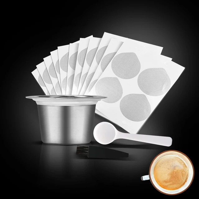Cheap Reusable Empty Coffee Capsules For Nespresso Machine Aluminum Foil Seals Refillable Capsule Pod Filtler Stainless steel Dripper 
