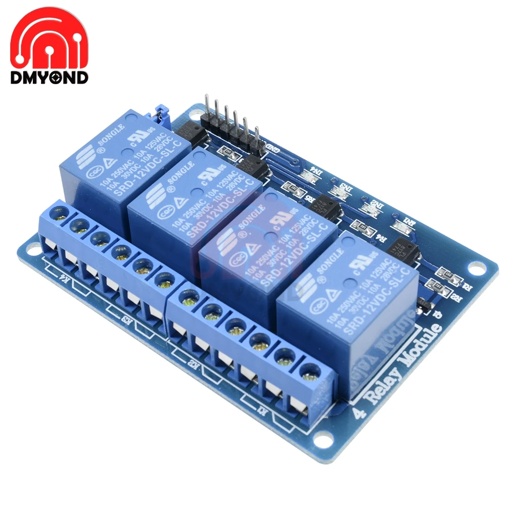 Релейный модуль постоянного тока 12 В 4 канала для Arduino ARM AVR DSP PIC MSP AC 250 10A DC 30