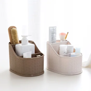 

LIYIMENG Desktop Box Remote Control Organizer Makeup Brushes Holder Bathroom Storage Cosmetics Rack Dressing Basket