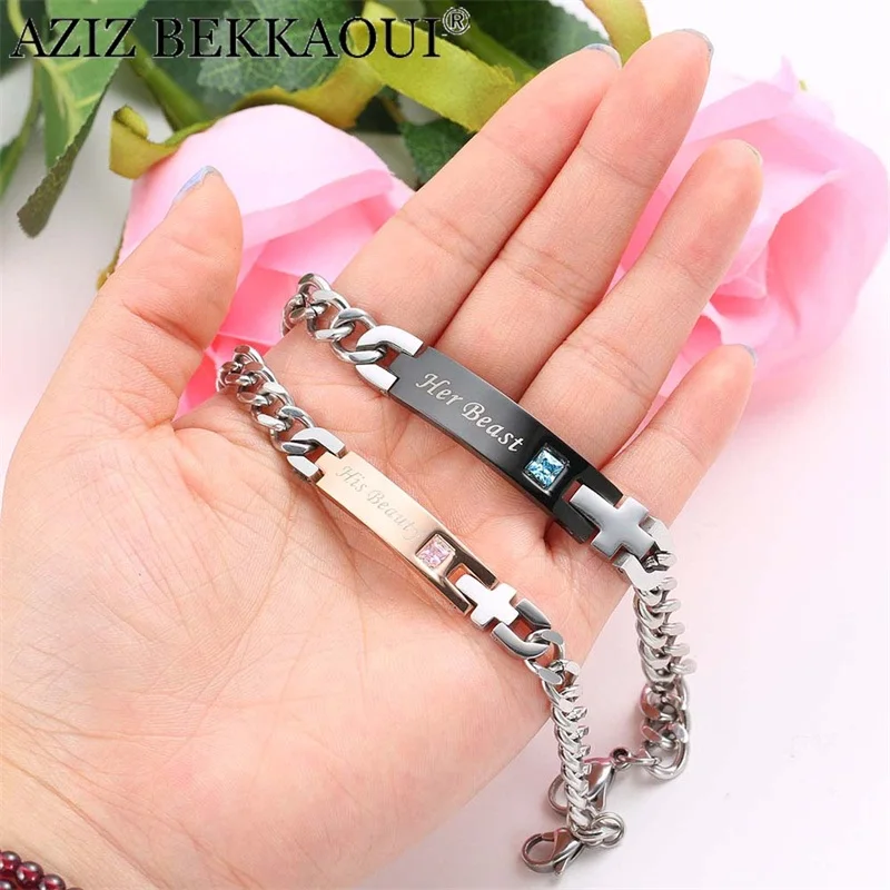 Азиз беккауи пара браслетов с коробкой лучший подарок браслеты для женщин из нержавеющей стали мужские женские модные ювелирные изделия Прямая