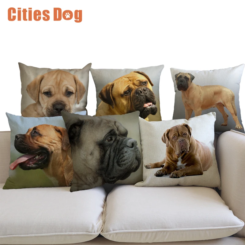 Animal Dog Decorative Cushion Pillows cojines linen Bullfighting