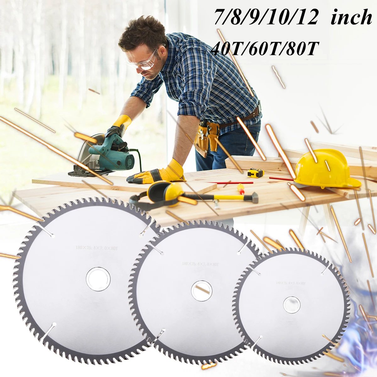 

7/8/9/10/12 Inch 40T/60T/80T Alloy Circular Saw Blades Wood Cutting Craving Tool DIY Woodworking Cutter Saw Blades Disc