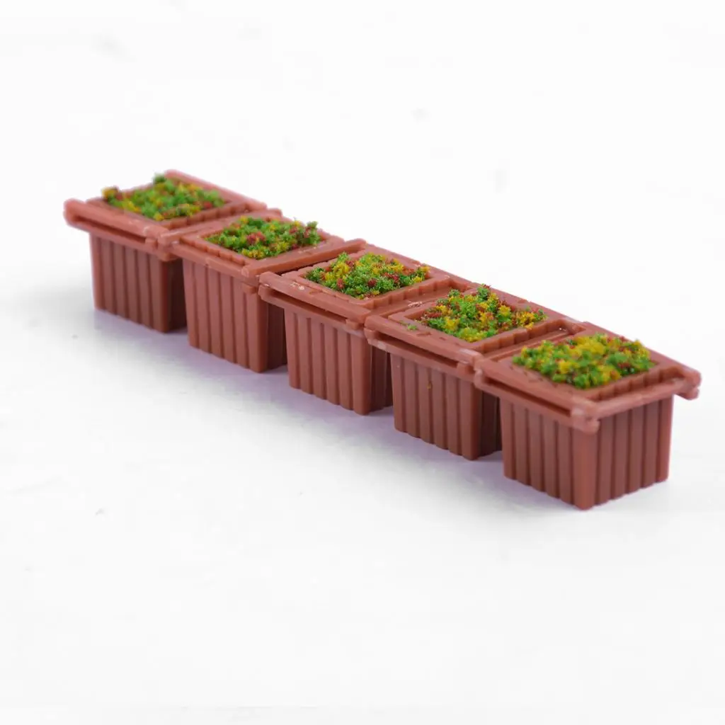 5 Pieces Plastic Square Plants Miniature Landscape for Fairy Garden  1/150 Dollhouse Decoration